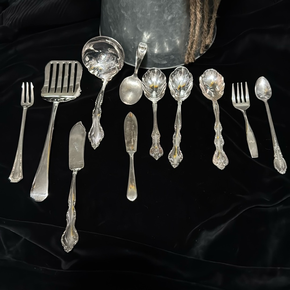 Vintage Lot of mixed flatware international deep silver, Fairfield, etc.